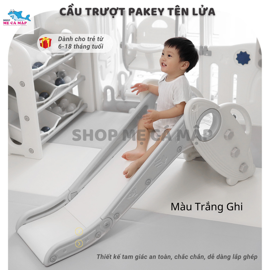 Quây cũi nhựa cho bé gấp gọn, hình Tên Lửa KÈM cầu trượt xích đu cho bé hàng NEW