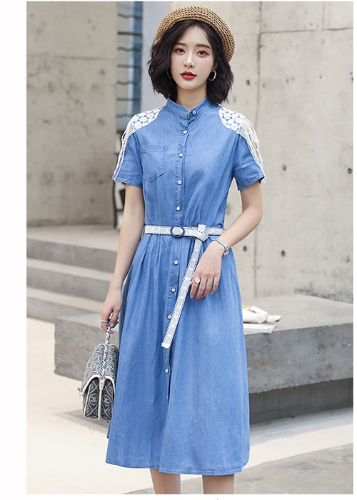 Đầm Jean Nữ Phối Ren Thời Trang