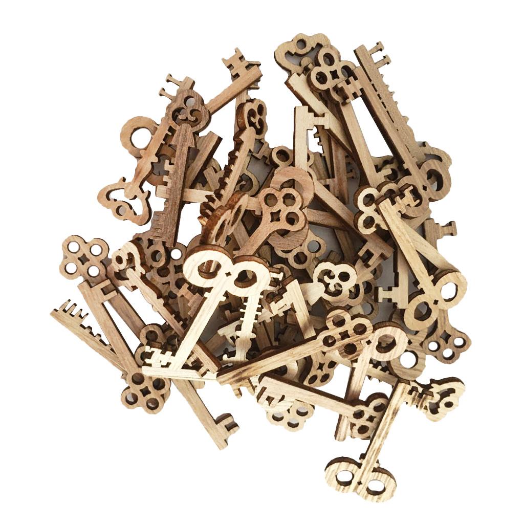 50 Cái Hỗn Hợp Chưa Hoàn Thành Phím Gỗ Hình Dạng Miếng Gỗ Cho Cardmaking Thêu Sò