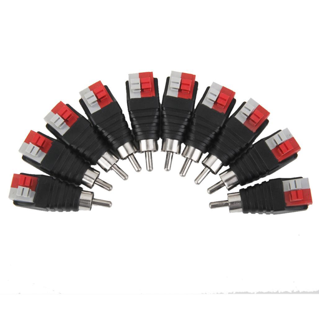 10PCS 200W Speaker Wire Cable To Audio Male RCA Connector Adapter Jack Plug