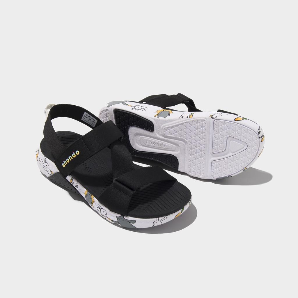 Giày Sandals Nam Nữ Unisex Shondo F7 Thỏ Bảy Màu F7M1010 Đen