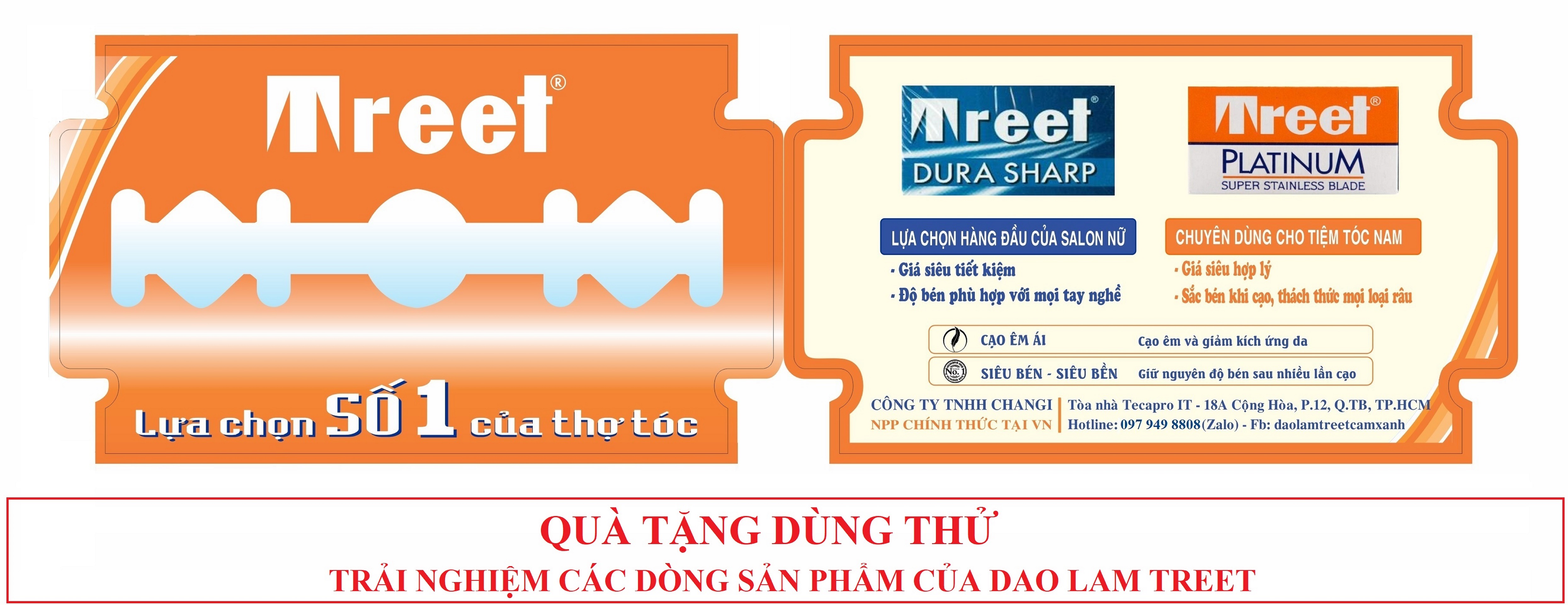 Lưỡi lam Treet xanh (Dura Sharp) Hộp 100 lưỡi + Quà tặng dùng thử