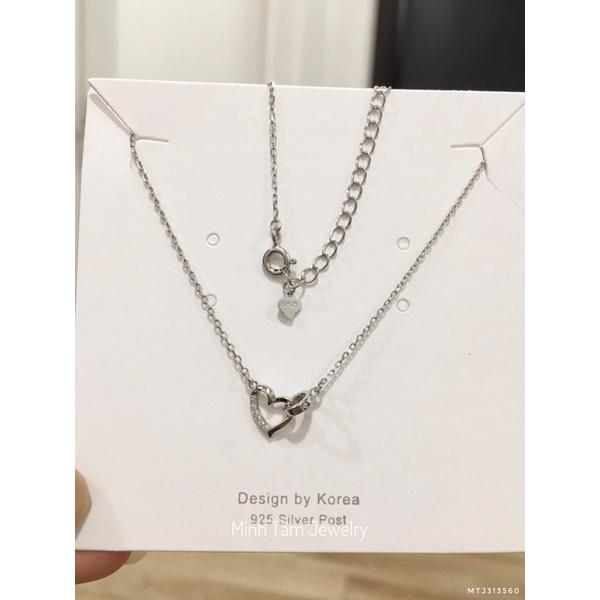 Dây chuyền bạc nữ Minh Tâm Jewelry,Vòng cổ bạc trái tim nạm đá xi kim