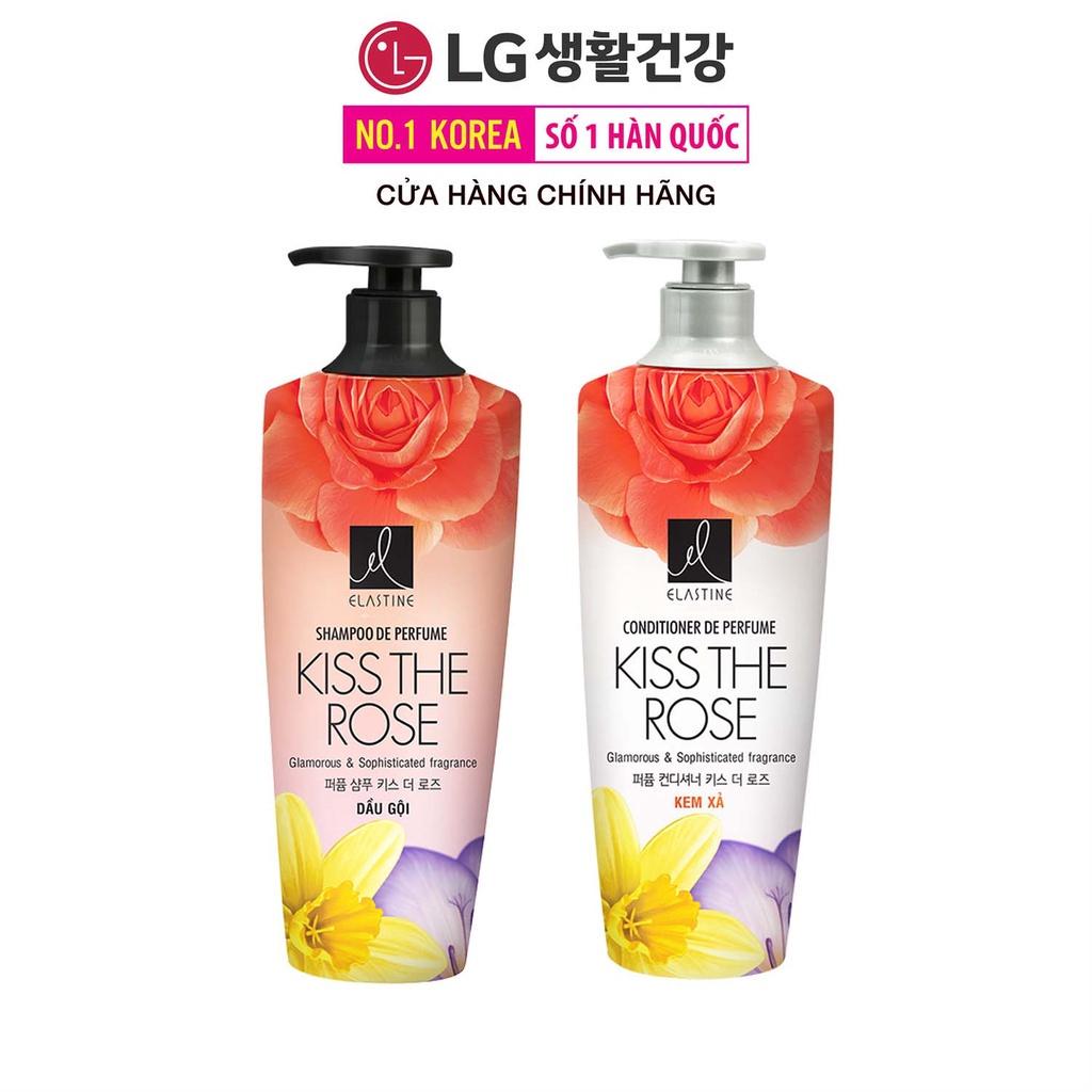 Bộ đôi Dầu gội xả Elastine De Perfume hương nước hoa Kiss the rose 600ml x2