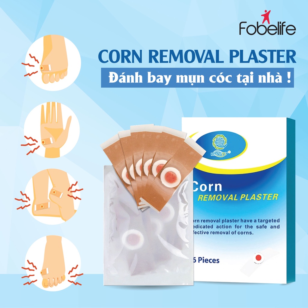 Miếng Dán Mụn Cóc Corn plaster KangDi Fobe Tại Nhà Ngăn Chặn Mụn Cóc Hiệu Quả Không Tái Phát Hộp 6 Miếng