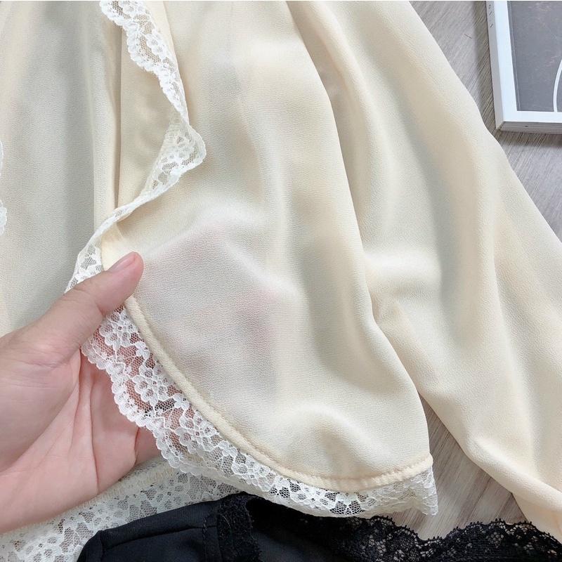 Áo khoác voan lửng mong manh phối ren