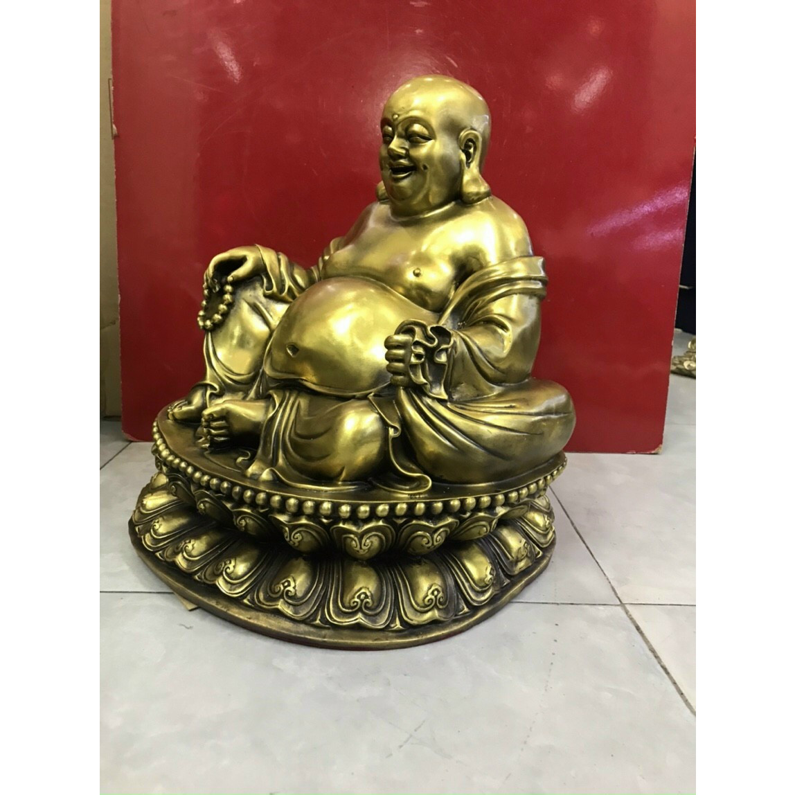 Tượng Di Lạc ngự đài Sen - Vật phẩm phong thủy