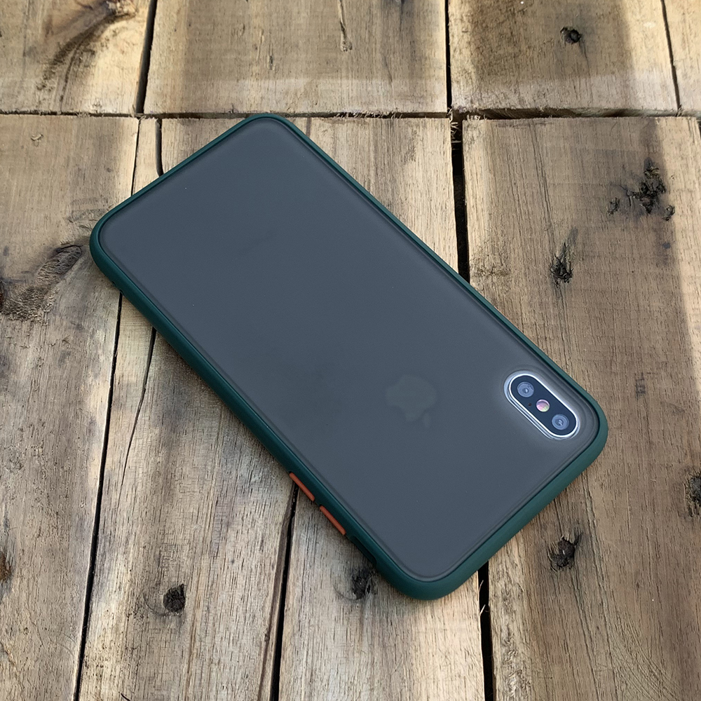 Ốp lưng chống sốc dành cho iPhone XS Max nút màu cam - Màu xanh đậm