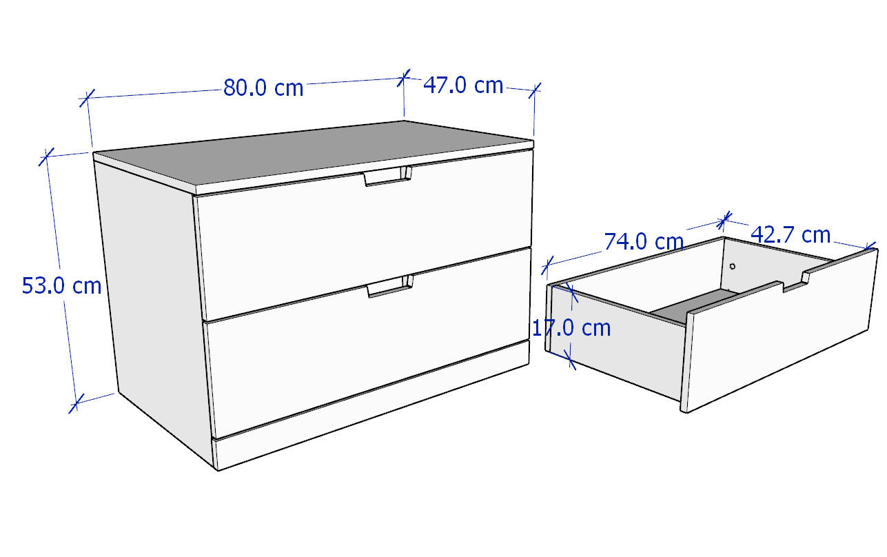 BANALDO, Tủ đựng đồ lưu trữ 2 tầng, 80x47x53cm - Phong cách Bắc Âu