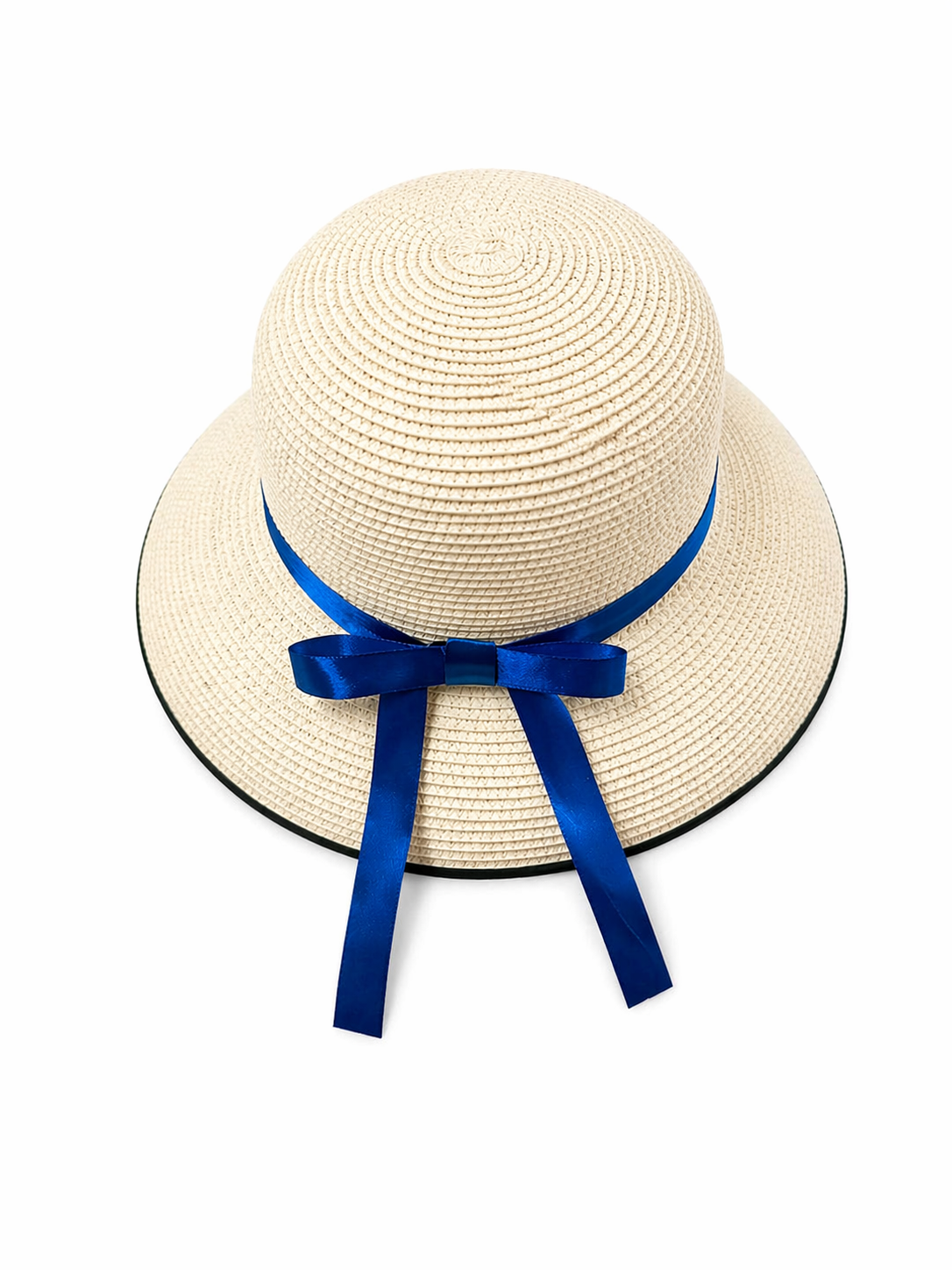Mũ cói nữ phối nơ xanh viền đen xinh đẹp nón vành rộng đi biển chống nắng UV thoáng mát thời trang Hàn Quốc dona250402
