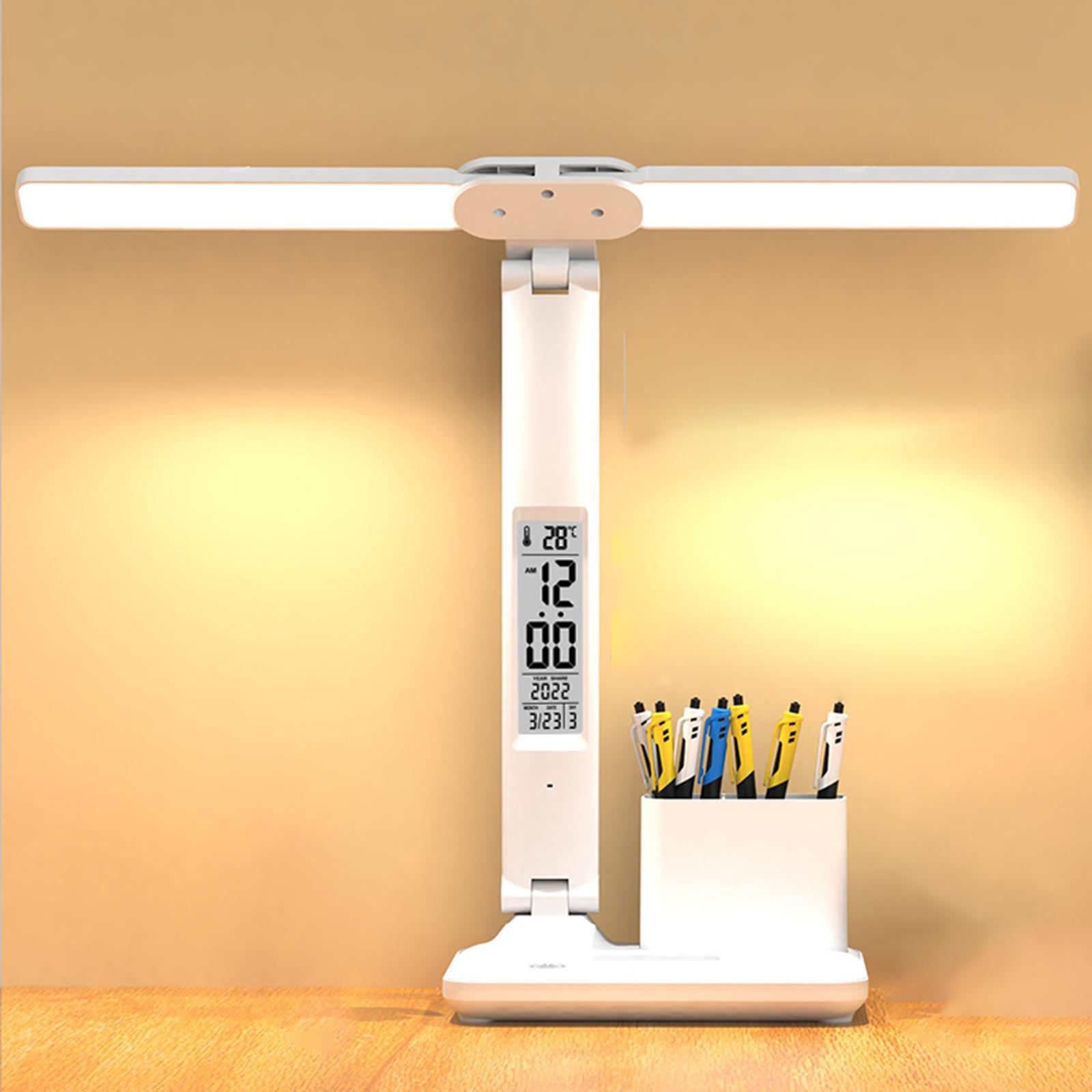Table Lamp Office Home with Clock, Date, Temperature Lighting LED Desk Lamp