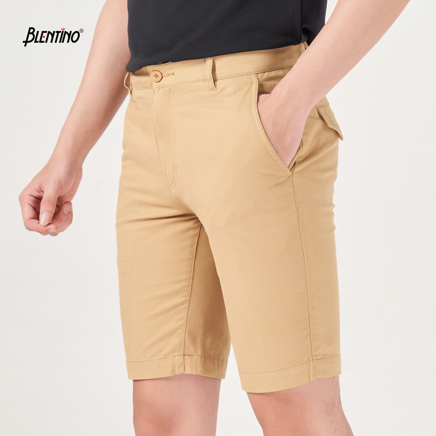 Blentino Quần short kaki 100% cotton BSB-01