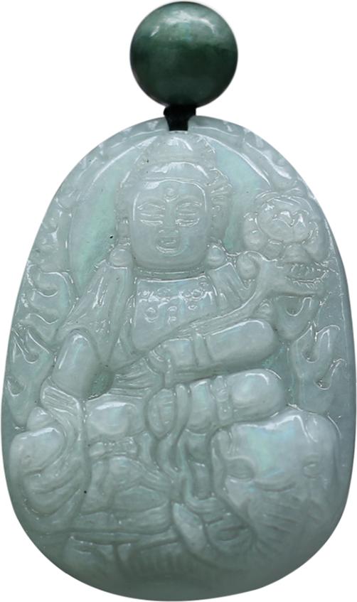 Mặt Dây Chuyền Phổ Hiền Bồ Tát Đá Cẩm Thạch (3 x 2.3 cm) Ngọc Quý Gemstones MD16