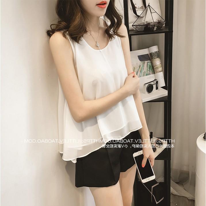 Áo kiểu nữ sát nách voan 2 lớp siêu xinh chất cát chống nhăn - Chất cát