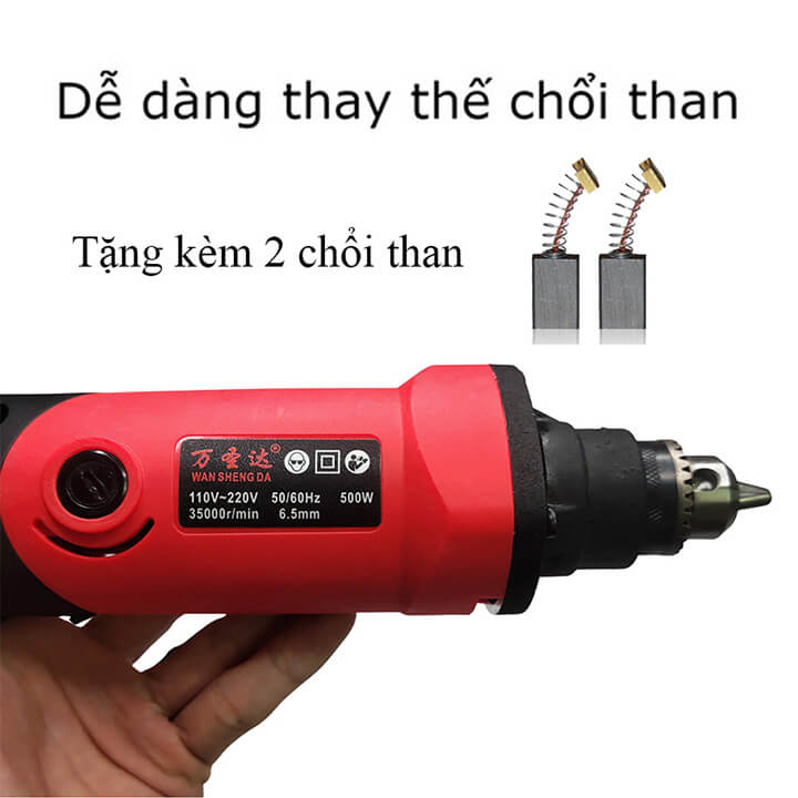 Máy mài khuôn mài khắc đa năng mini cầm tay 500W nhỏ gọn - Tặng kèm 2 chổi than