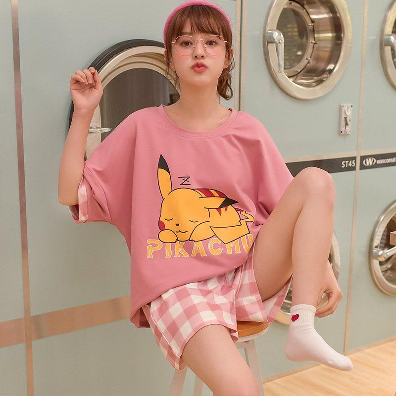 Bộ Pijama Nữ Cộc Tay Họa Tiết 3D Set Ngủ Nữ Ngắn Tay Dáng Rộng Nhiều Màu