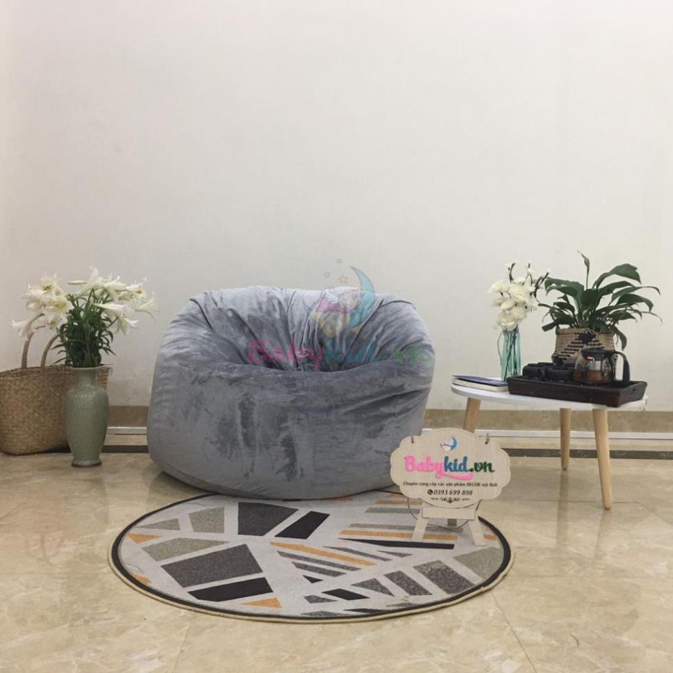 Ghế xốp dáng lê, size L. xám nhung đơn màu, có xốp