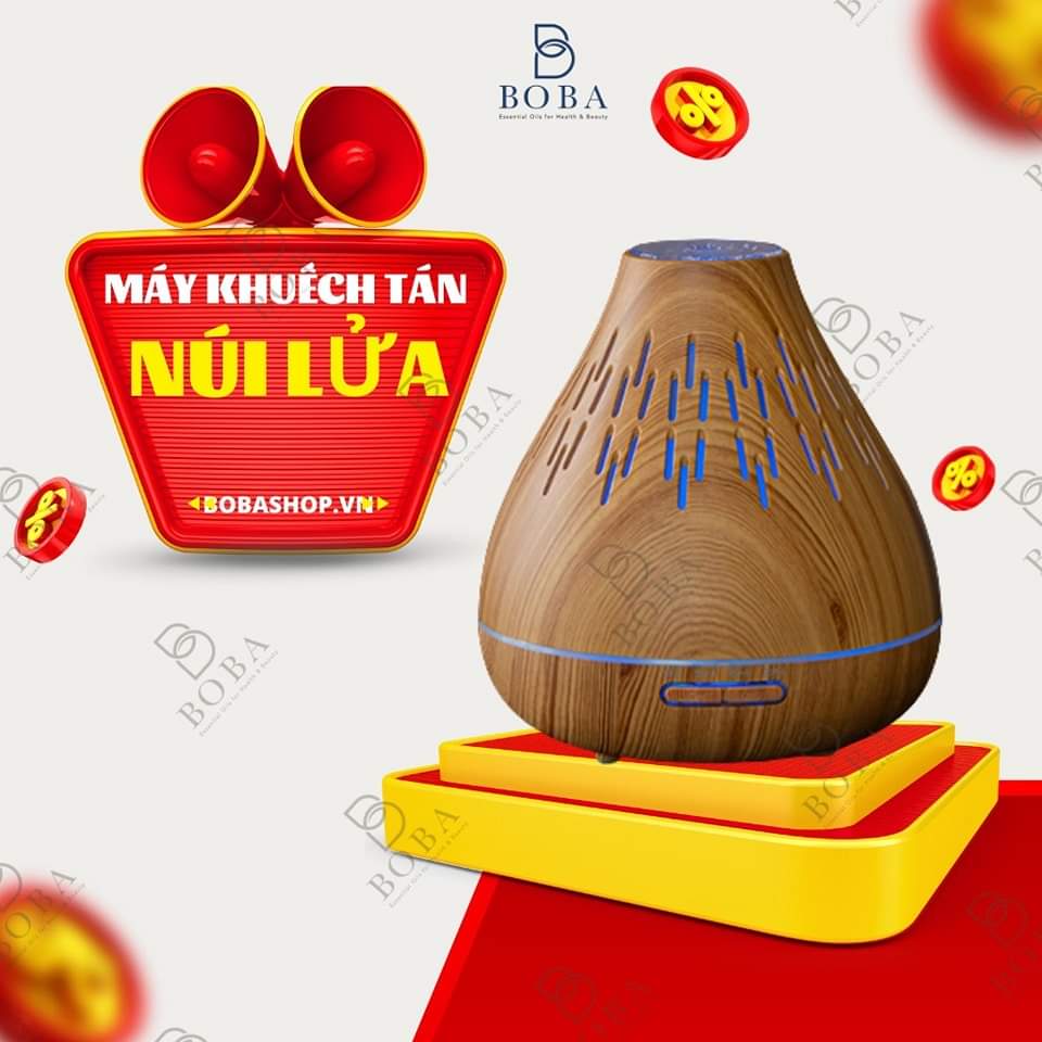 Máy khuếch tán phun sương tinh dầu lồng đèn, máy xông tinh dầu núi lữa 400ml - khử mùi, đuỗi muỗi, tạo ẩm