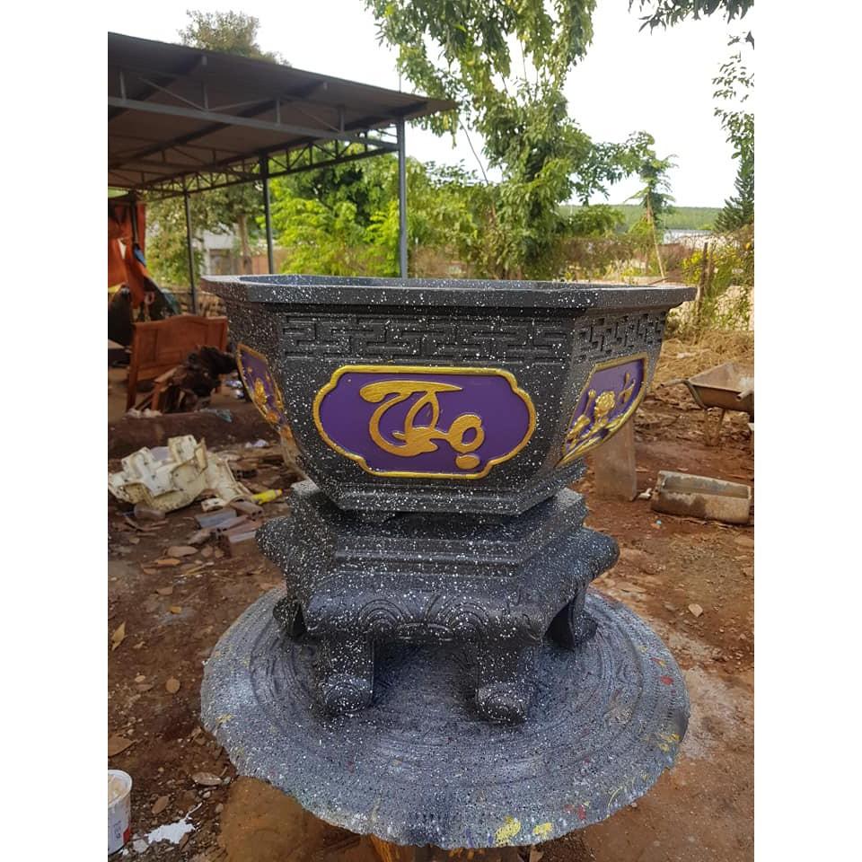 Khuôn chậu lục giác 65 phúc lộc thọ +sen