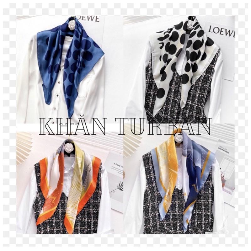 Khăn turban lụa vuông cao cấp choàng cổ size 70x70cm thanh lịch đa năng dùng làm áo yếm nhiều mẫu