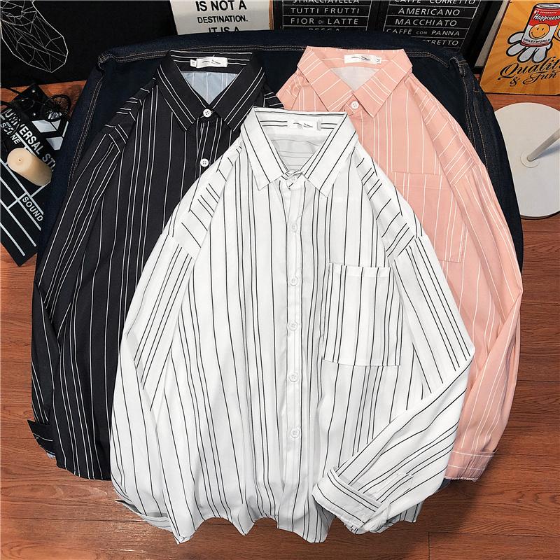 Áo Sơ Mi Dài Tay Sọc Vằn Thời Trang Hàn Cho Nam Cỡ M-3Xl