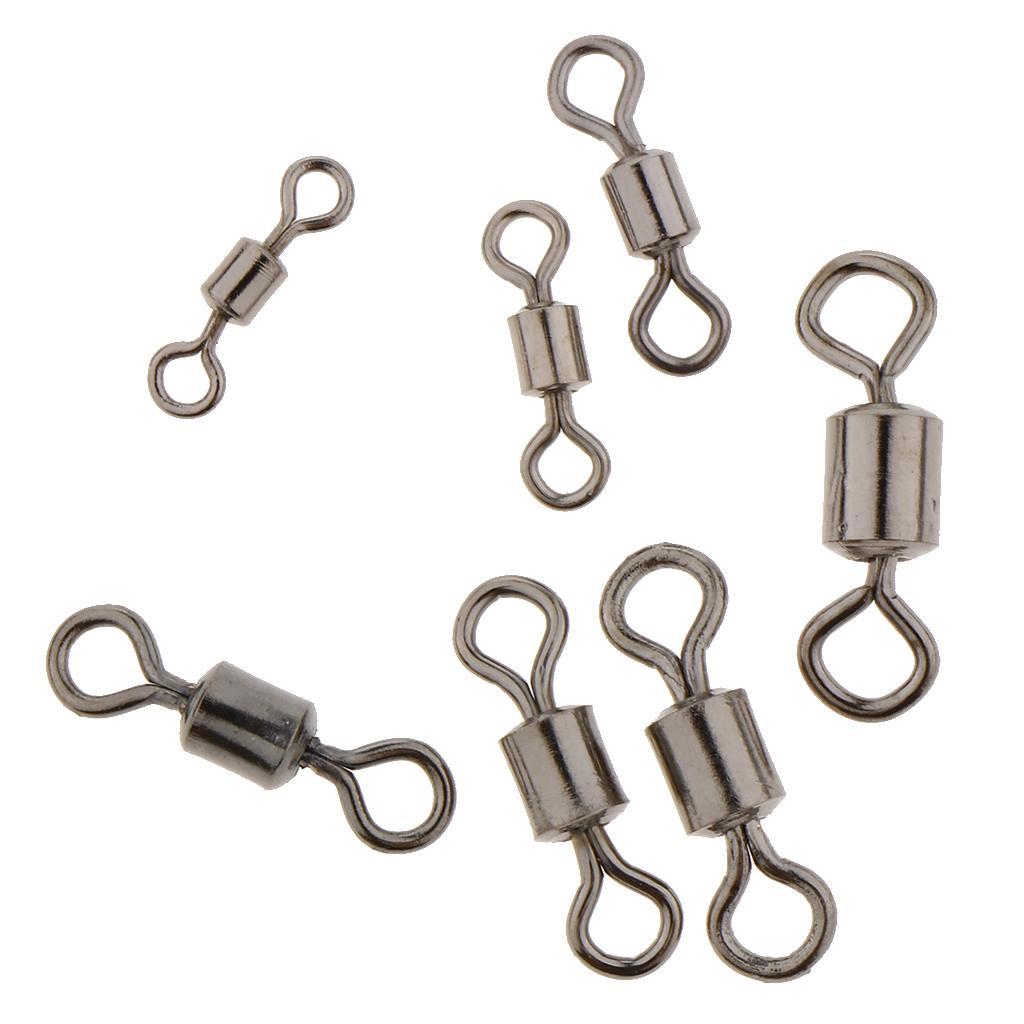 100pcs Fishing Barrel Bearing Roll Swivel Fixed Connector Snap