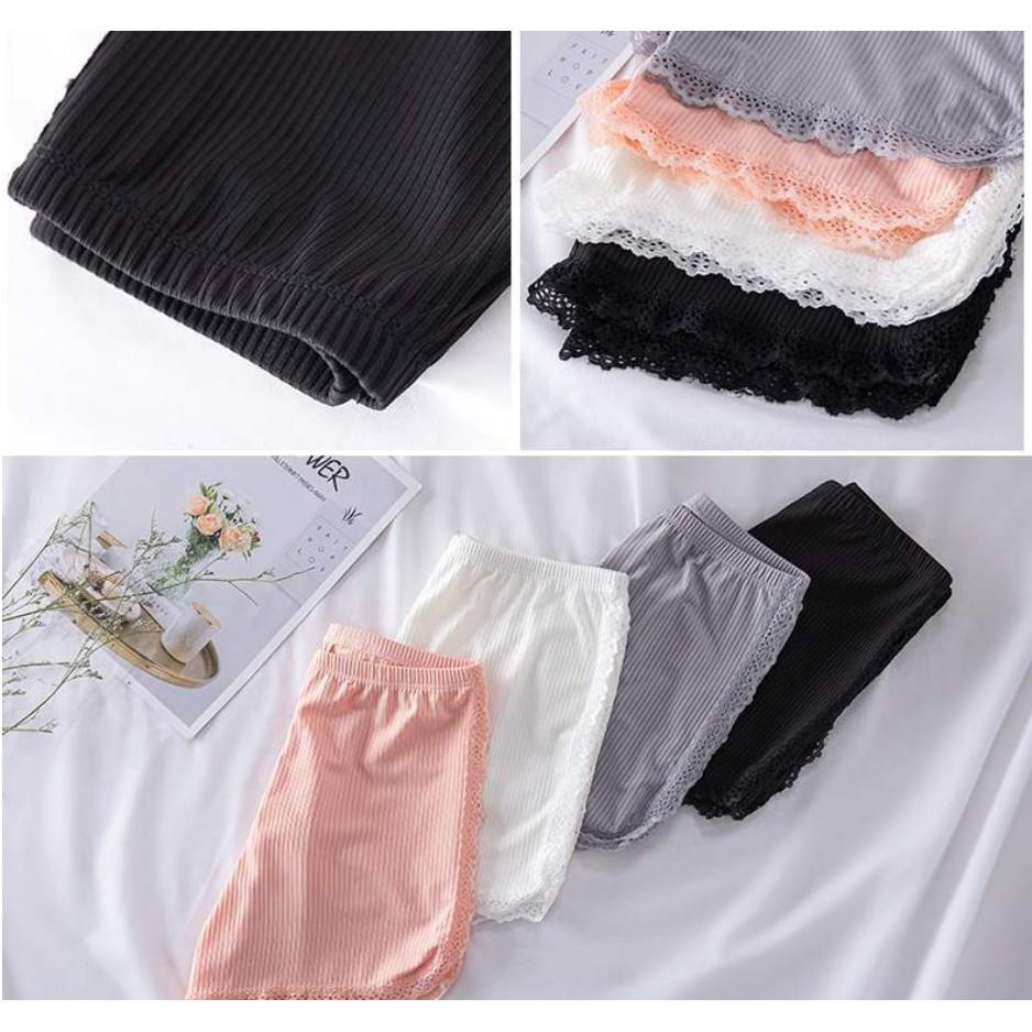 Quần Mặc Trong Váy ️️ Quần Mặc Váy Ngắn Coton - Quần Chip Tăm Viền Ren Co Giãn 4 Chiều