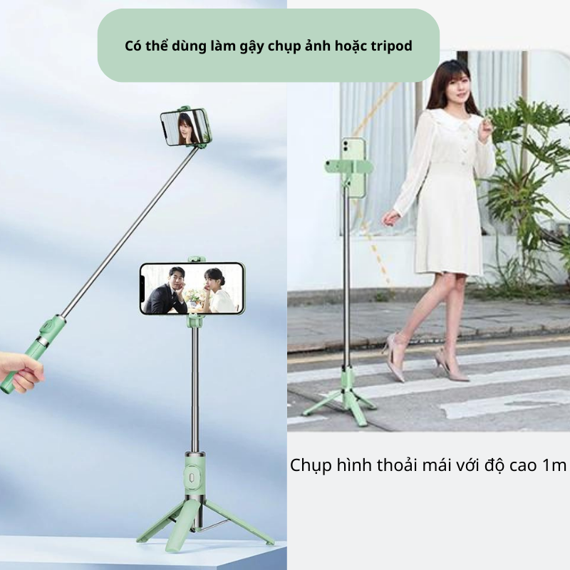 Gậy chụp ảnh 3 chân M01S gậy chụp hình kiêm tripod, livestream, có remote điều khiển từ xa - Hàng chính hãng