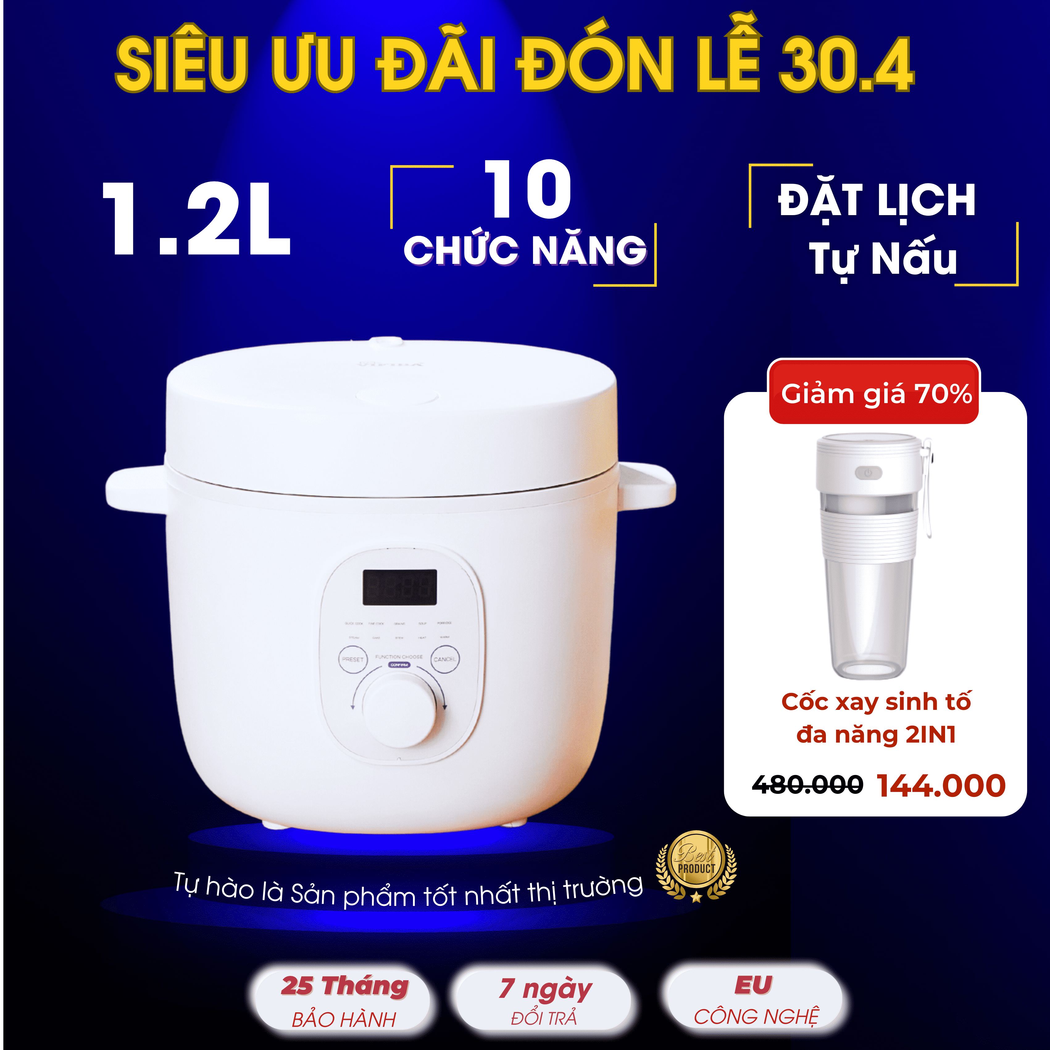 Nồi cơm điện 10IN1 mini thông minh cao cấp Homea2z, dung tích 2L, nồi cơm điện nấu cơm ngon, siêu nhanh, siêu bền