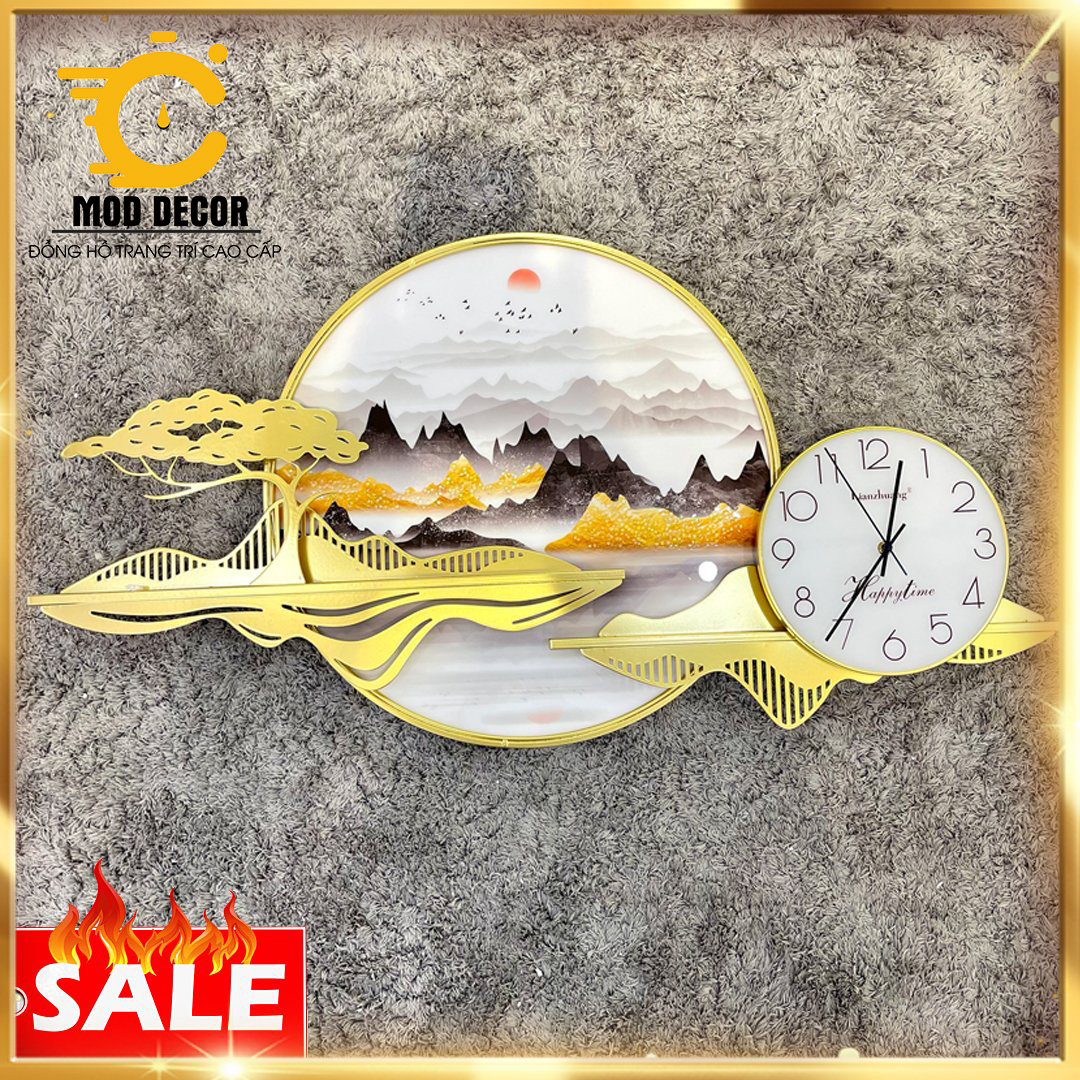 Đồng hồ treo tường tráng gương kim trôi cao cấp cho phòng khách đẹp 233