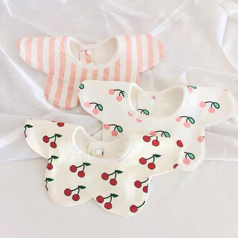 ( ẢNH THẬT ) Set 3 Yếm Hoa Tròn Xoay 360 độ 100% Cotton Cho Bé