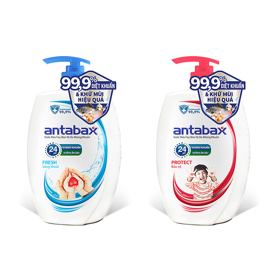 Bộ Đôi Nước Rửa Tay Bảo Vệ Da Kháng Khuẩn ANTABAX 500ml x 2 - MUA 1 ĐƯỢC 3 (TẶNG xà bông Antabax + ví Antabax)