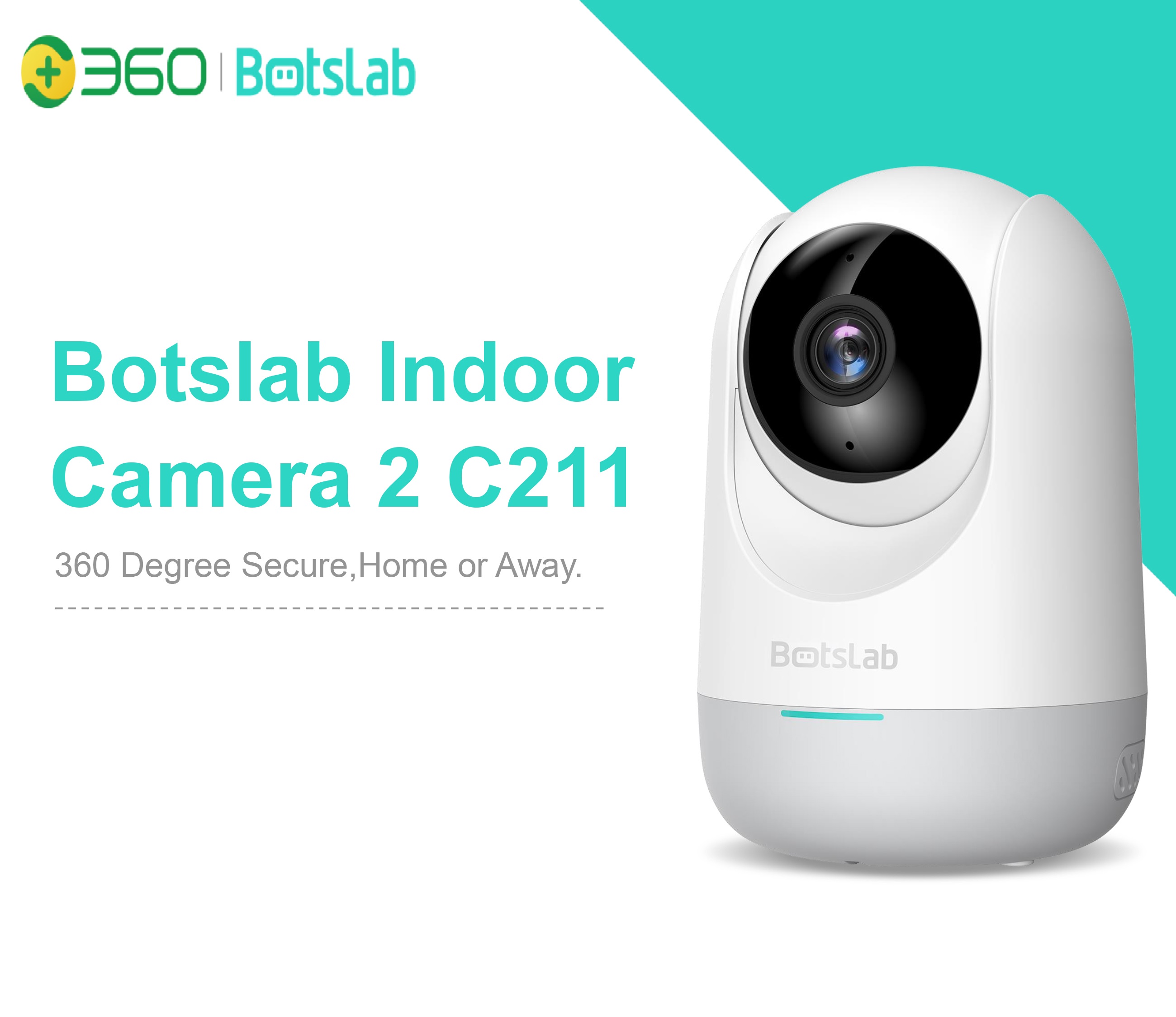 Camera quan sát Qihoo 360 C211 2K 1296P, Xoay 360 độ, H264+ Smart AI App Botslab - Hàng chính hãng