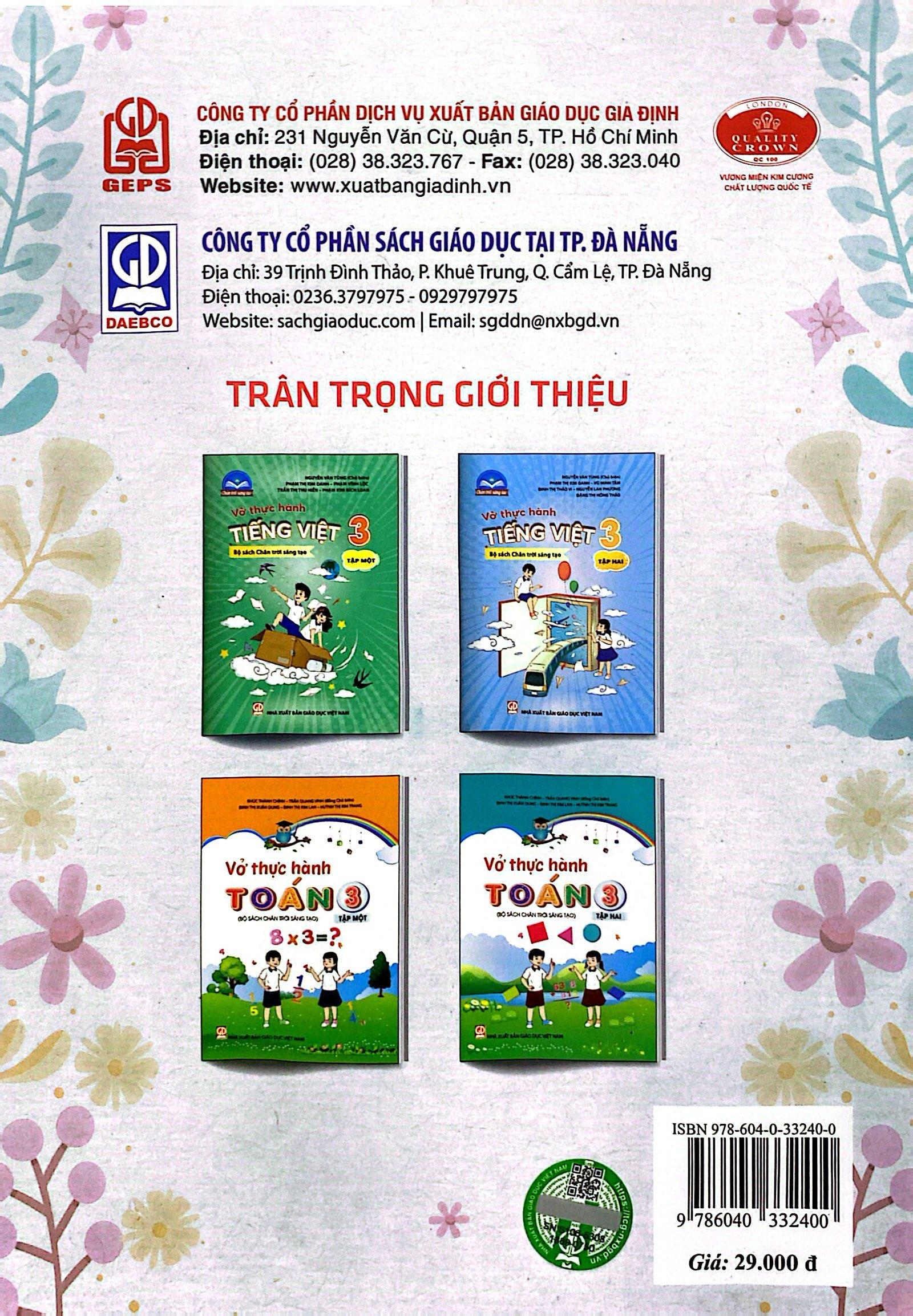 Vở Thực Hành Tiếng Việt 3 - Tập 2 (Chân Trời Sáng Tạo) (2022)