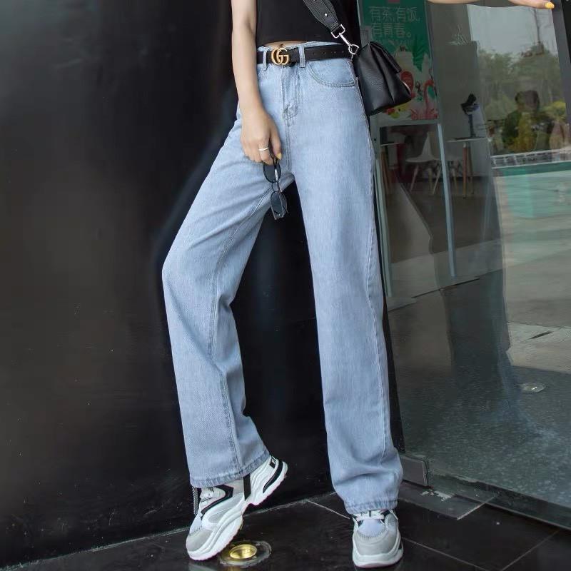 Quần jean dài ống suông rộng phom to, dài, lưng siêu cao cực đẹp