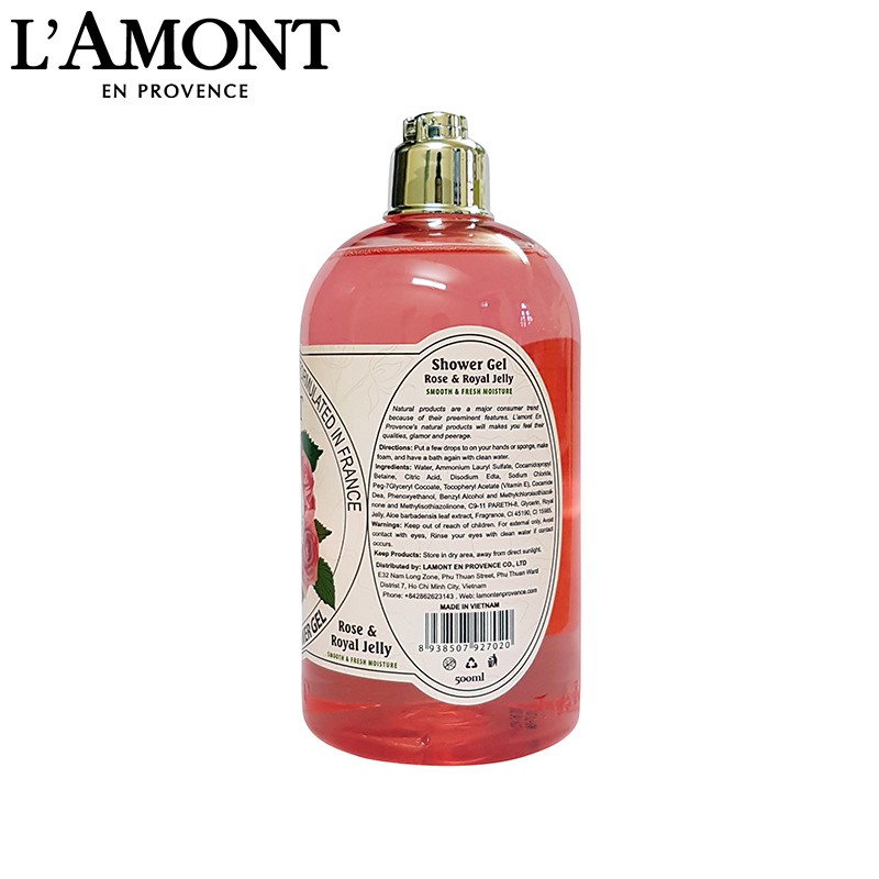 Combo Sữa Tắm L'amont En Provence Rose Shower Gel + Mimosa Shower Gel (Hương hoa Mimosa) 500ml/chai