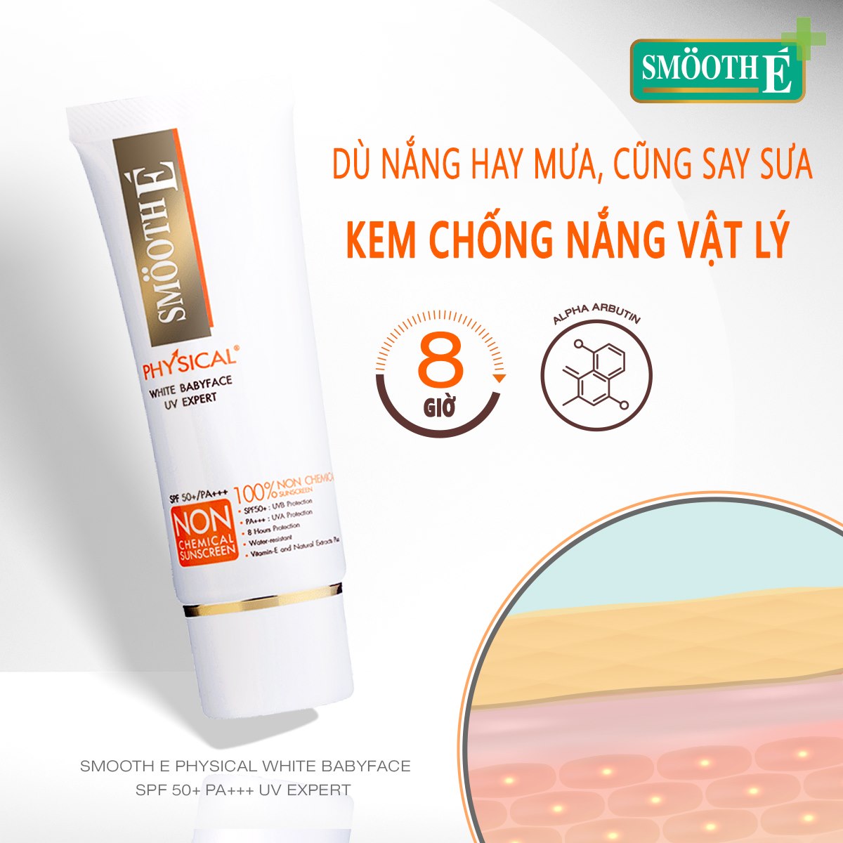 Combo bộ 3 Smooth-E Sữa rửa mặt kem dưỡng và kem chống nắng mùa hè cho da