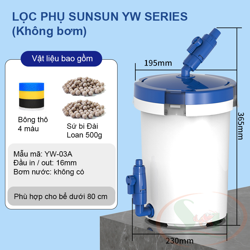 Lọc phụ Sunsun YW Pre Filter 02A 03A lọc bông thô bể cá tép thủy sinh nước mặn