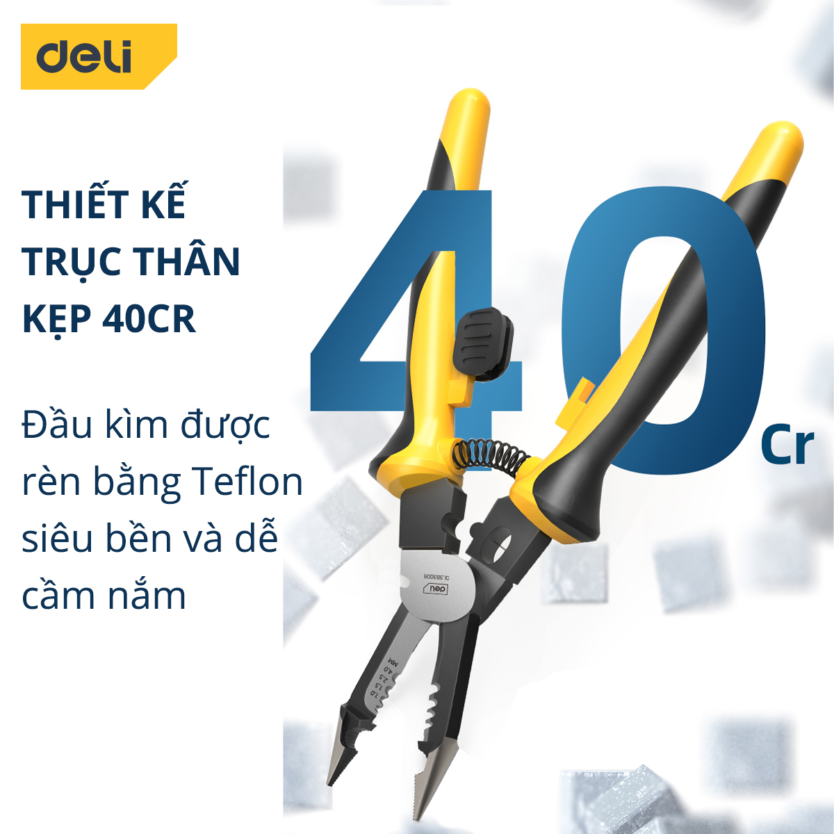 Kìm Tuốt Dây Điện Deli Cao Cấp - Kích Thước 9 Inch, Chất Liệu Siêu Bền, Dễ Dàng Cầm Nắm Và Sử Dụng - DL383009