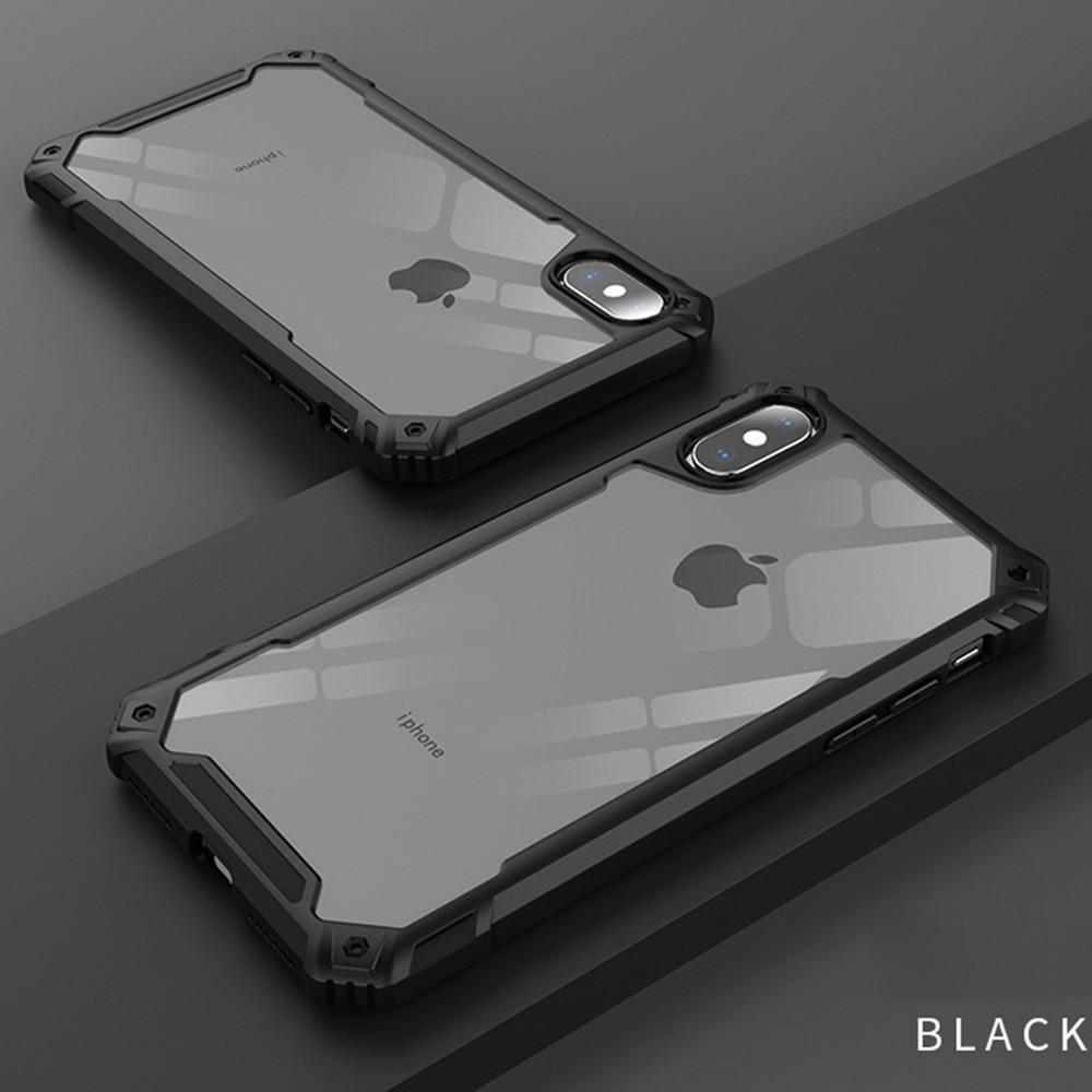 Ốp lưng cho iPhone 7 8 Plus X XR XS 11 Pro Max chống sốc viền màu mặt lưng trong suốt