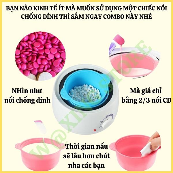 Nồi nấu sáp wax lông Pro 100 + Bát silicon + Sáp thơm bám lông tốt