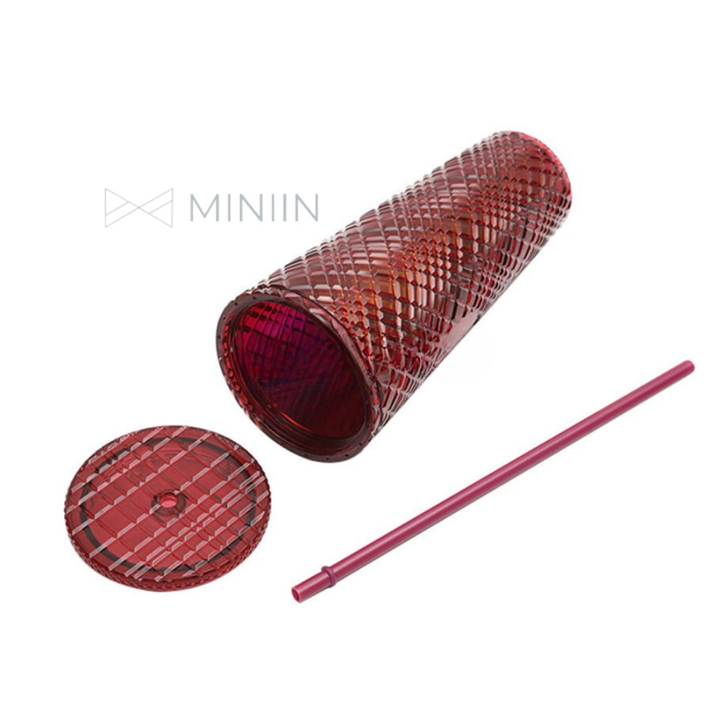 Ly Kim Cương 2 Lớp Cách Nhiệt Cao Cấp, Ly Uống Nước Chất Liệu PP Cách Nhiệt 2-3h + Tặng Kèm Ống Hút, Túi Đựng - HÀNG CHÍNH HÃNG MINIIN