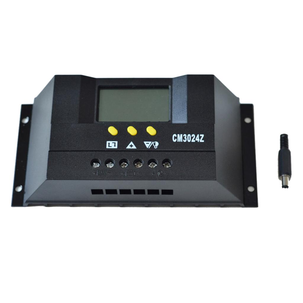 PWM 30A 12V 24V LCD Solar Charge Controller Panel Battery Regulator Auto Switch Overload Protection Temperature Compensation CM3024