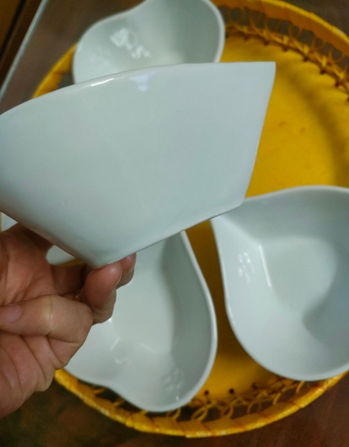 Bộ 5 bát tim gốm sứ Bát Tràng cao cấp kèm giỏ đựng