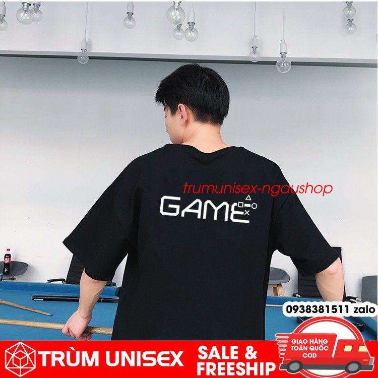Áo thun unisex áo phông nam rộng GAME kèm áo thật vải cotton đen trắng Trùm Unisex Phillipstore