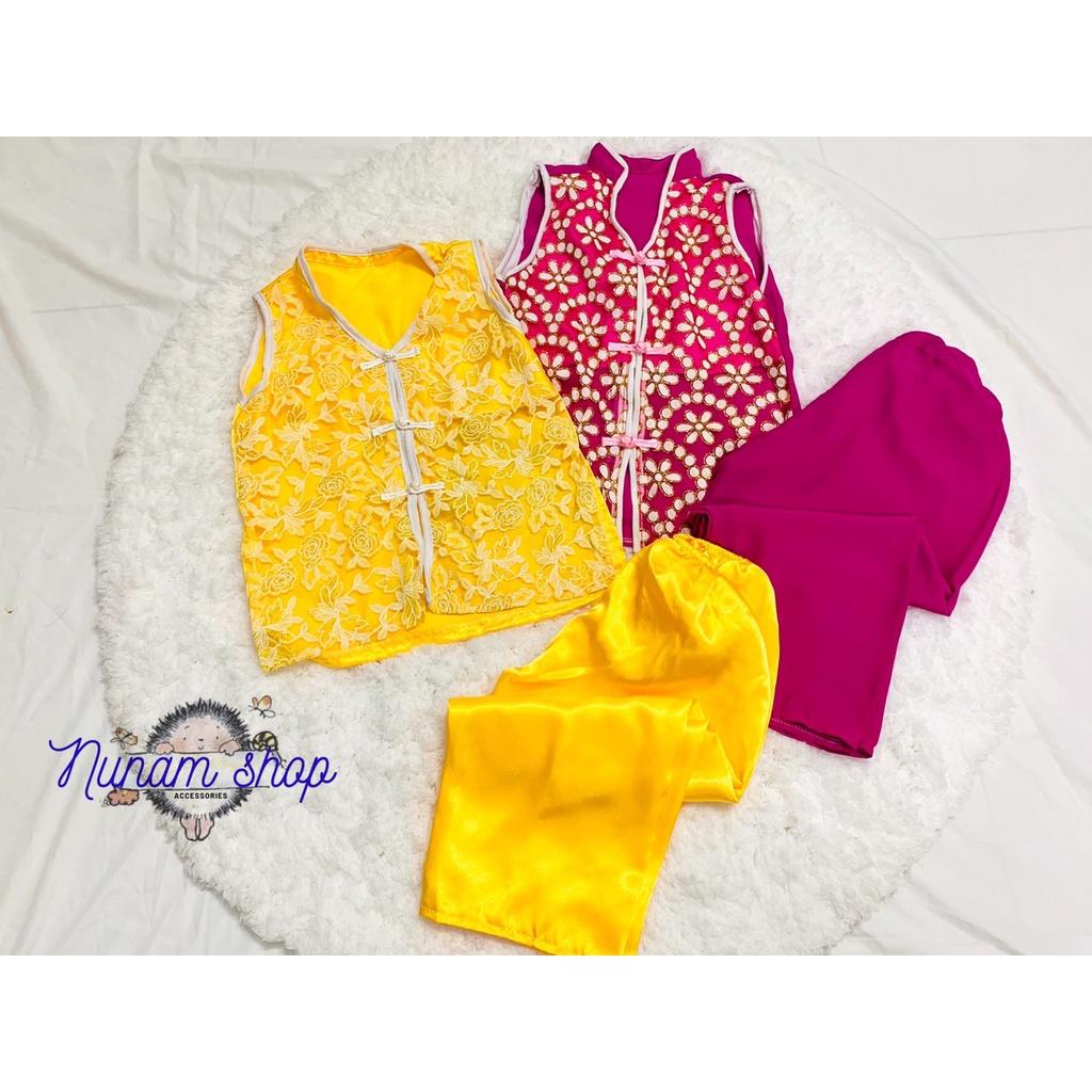 BỘ TÀU REN CHẤT PHI BÓNG XINH XẮN HÀNG THIẾT KẾ CHO BÉ 13-16KG - NUNAM SHOP