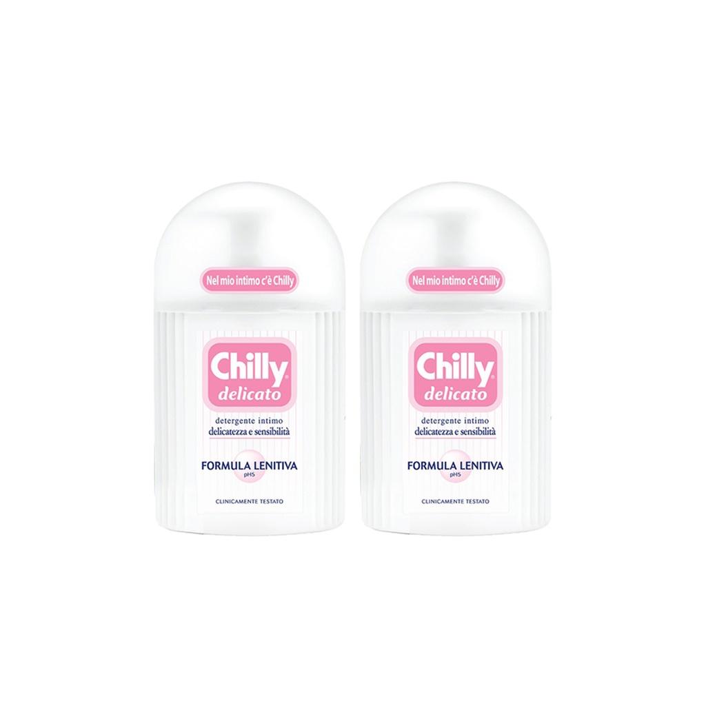 Combo 2 chai Dung dịch vệ sinh phụ nữ Chilly Delicato - Dưỡng mềm mại, sạch dịu êm - số 1 tại Italy-
