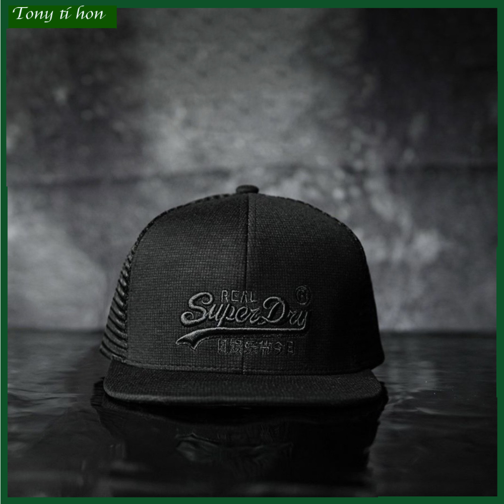 [ Miễn ship / giảm giá ] MŨ NÓN LƯỠI TRAI NAM NỮ SNAPBACK VÀNH PHẲNG SUPER DRY CÁ TÍNH- màu đen