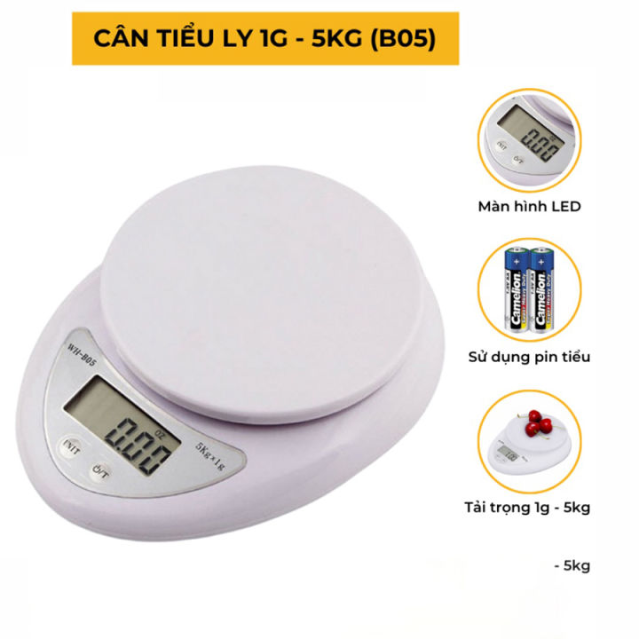 Cân tiểu ly điện tử 5kg để bàn nhà bếp màn hình LCD - Hàng nhập khẩu