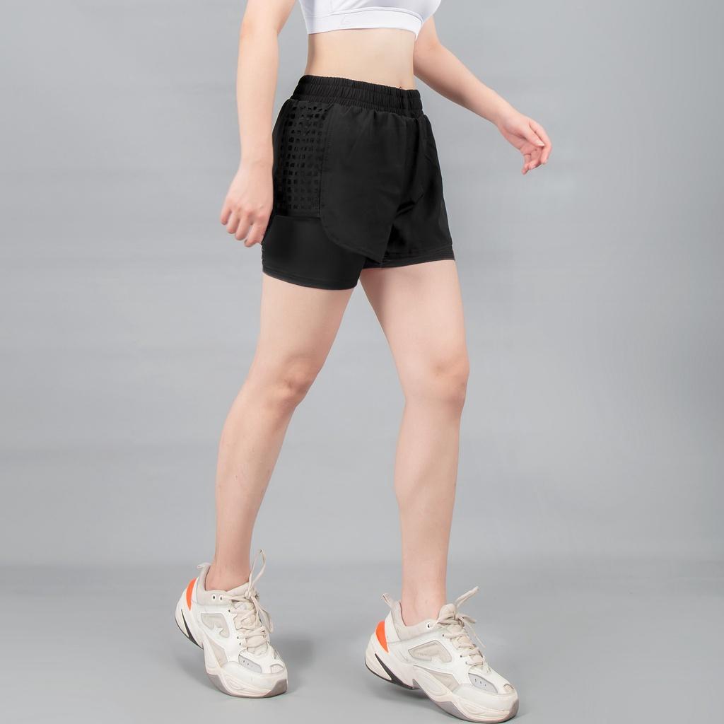 Quần short thể thao Boxer Laser 2 lớp cho Nữ, đồ tập gym, aerobic, thể dục